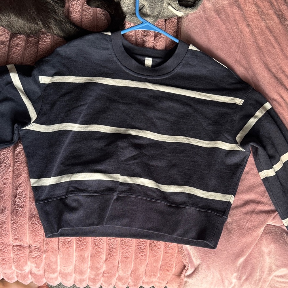 lululemon athletica Navy and White Striped Sweatshirt